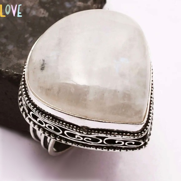 RADIANT! Rainbow Moonstone Gemstone Chunky Handmade Ring - Picture 7 of 7